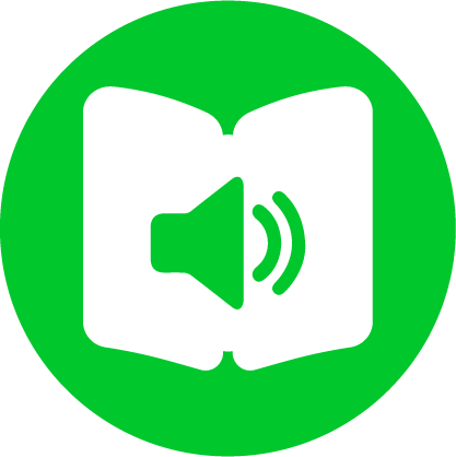 Green circle with a white speaker icon inside