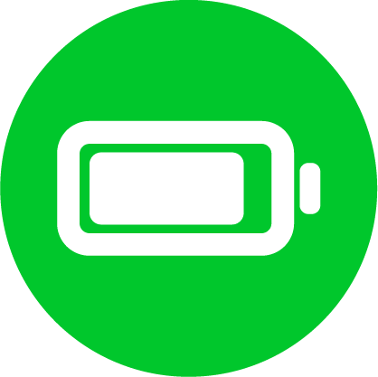 Green circle with a white battery icon