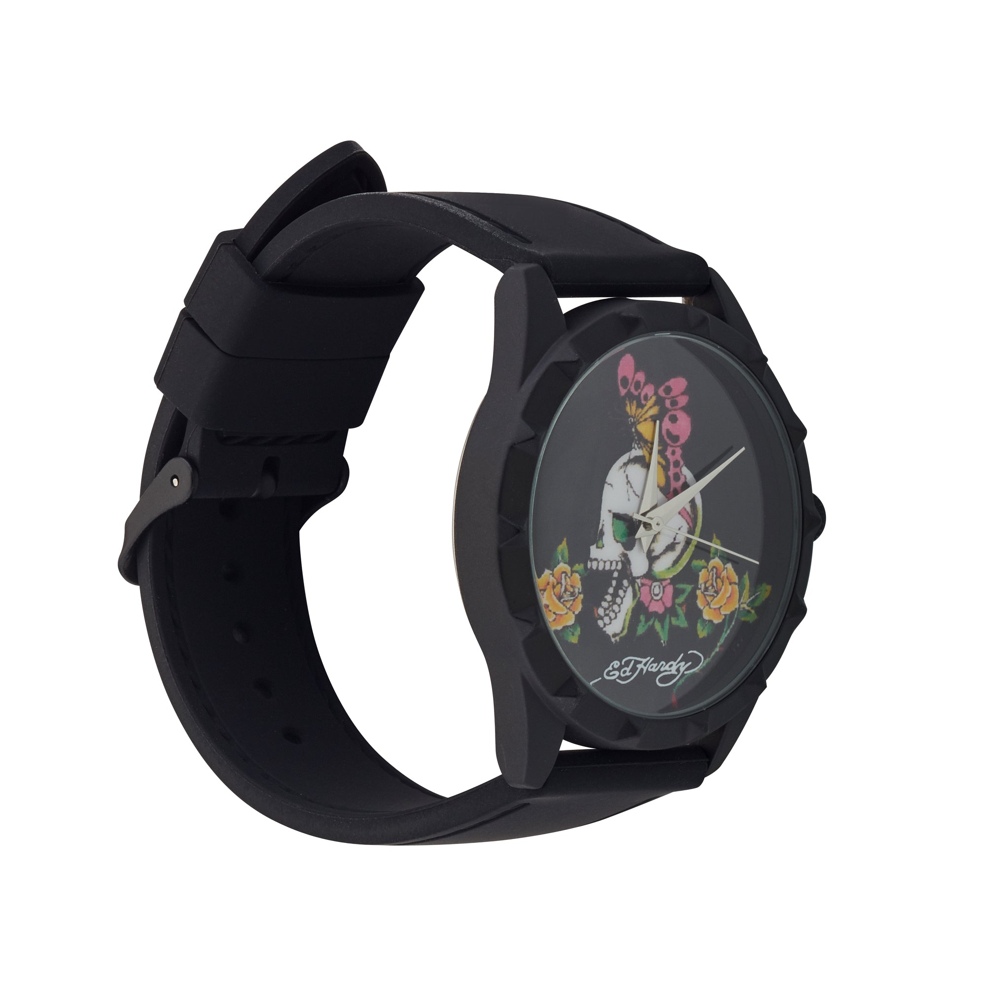 Ed Hardy Ladies Black/Black Plain Watch Analog