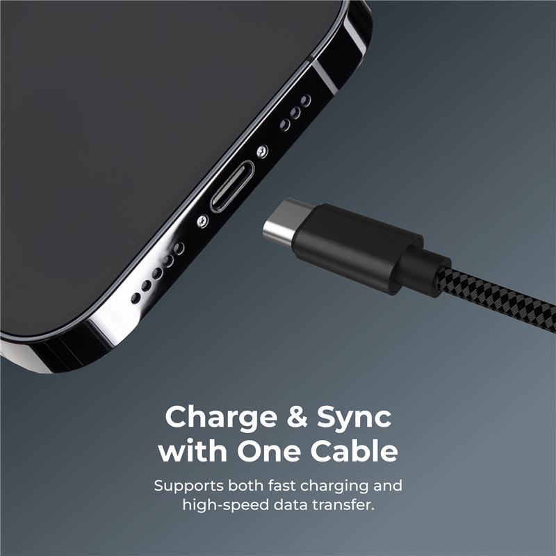 Smartphone with USB-C charging cable on a dark background