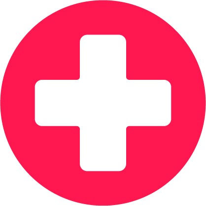 White cross symbol on a red circle