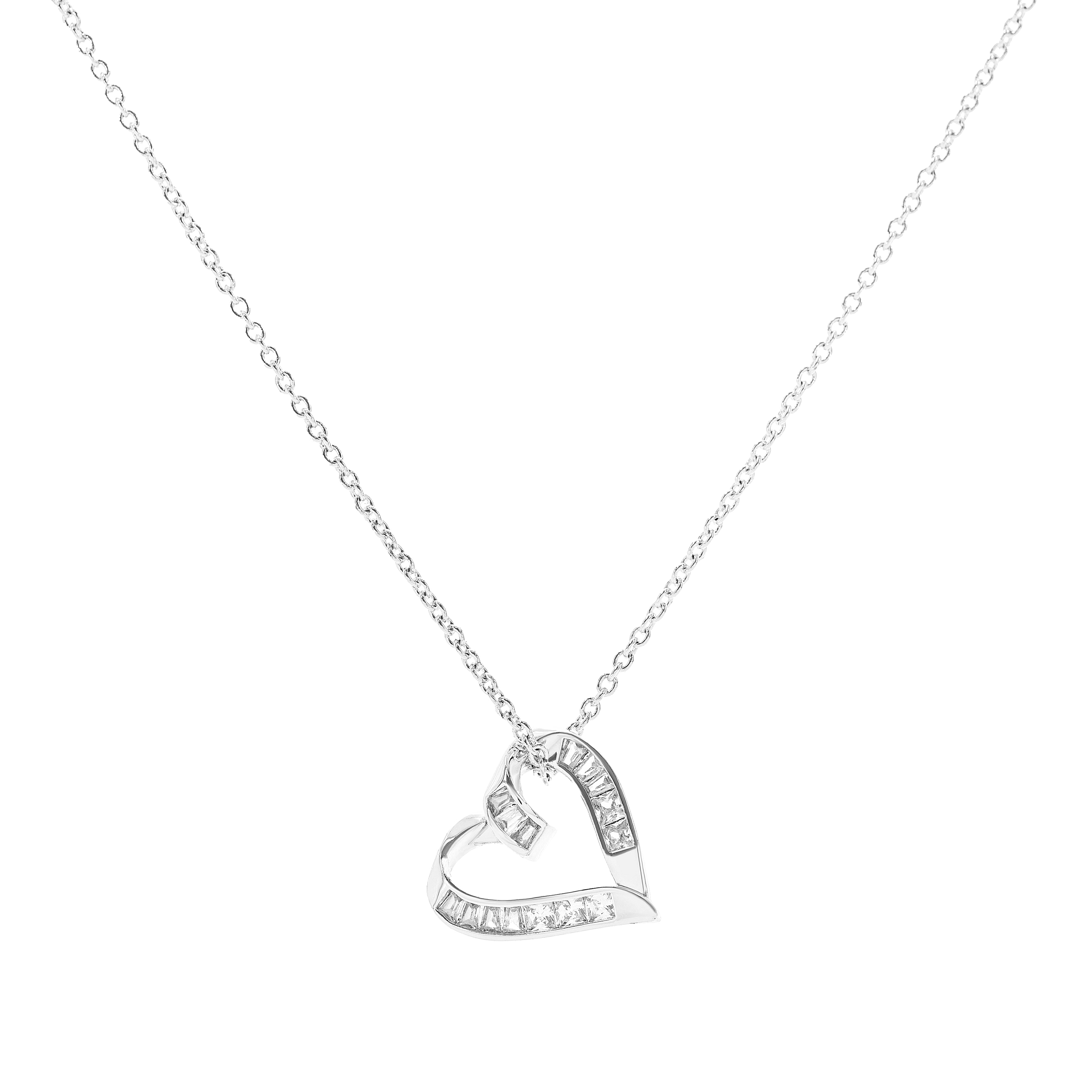 Danecraft Cubic Zirconia Heart Pendant Necklace & Earrings Set