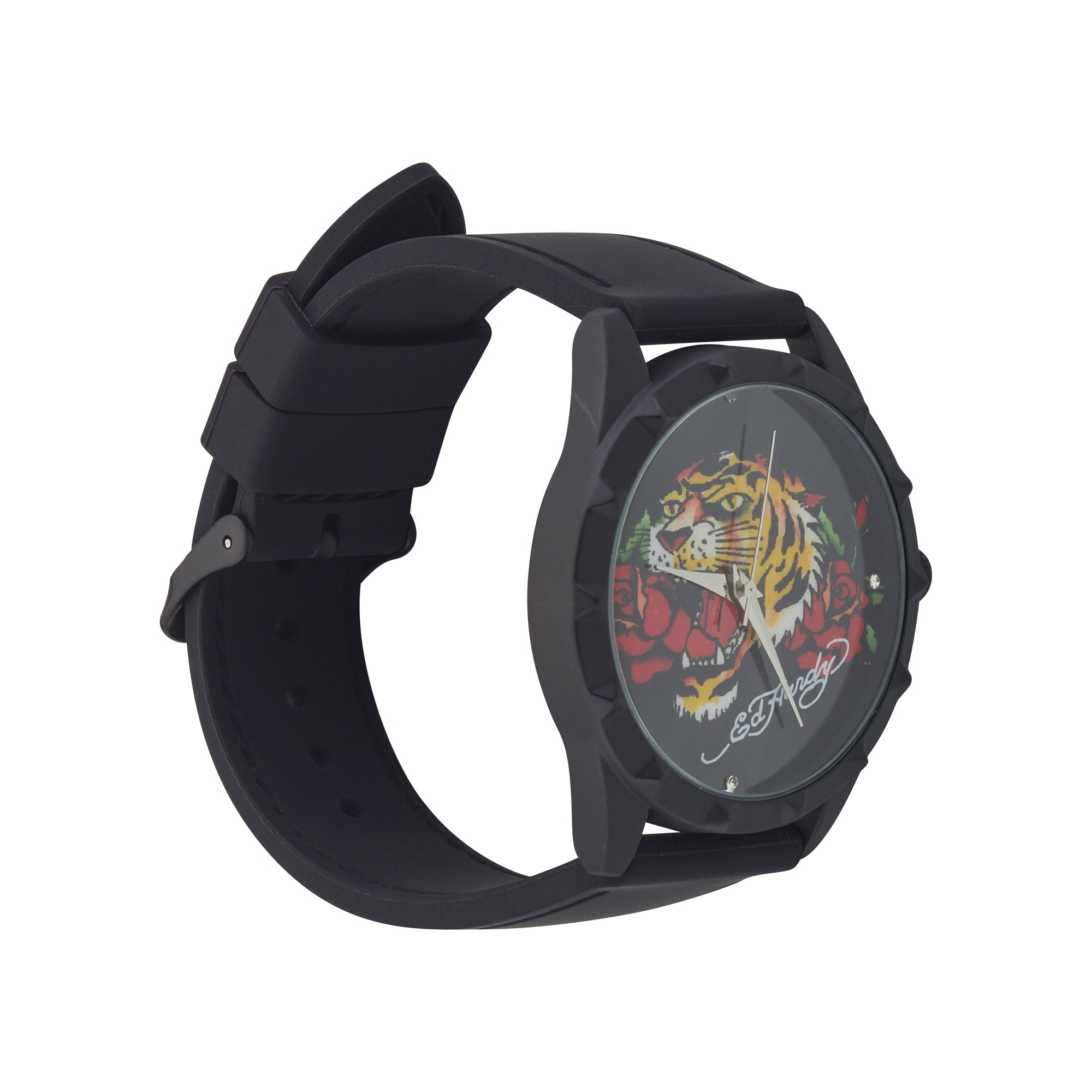 Ed Hardy Ladies Black/Black Plain Watch Analog