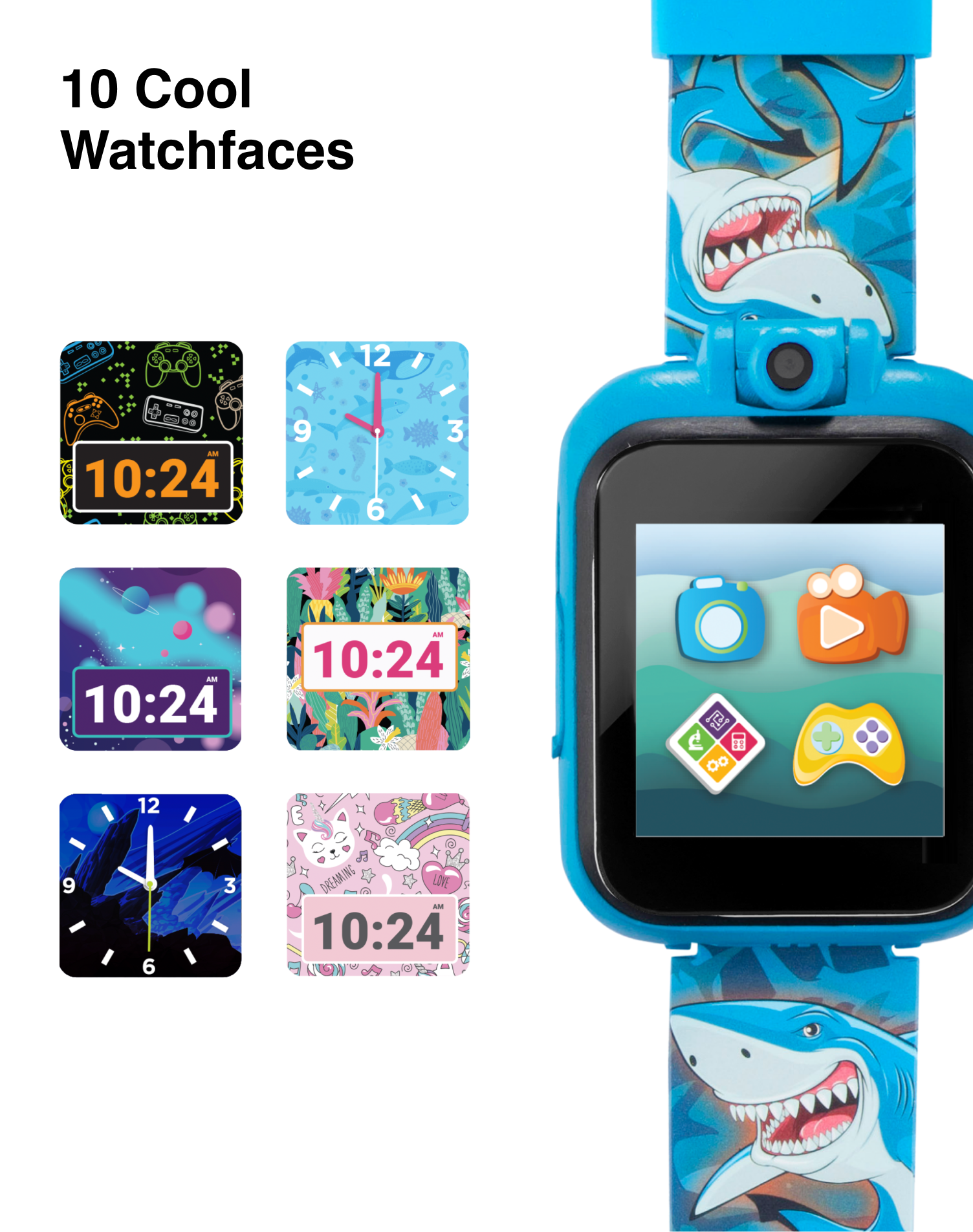 PlayZoom 2 Kids Smartwatch: Shark Print in Blue affordable smart watch