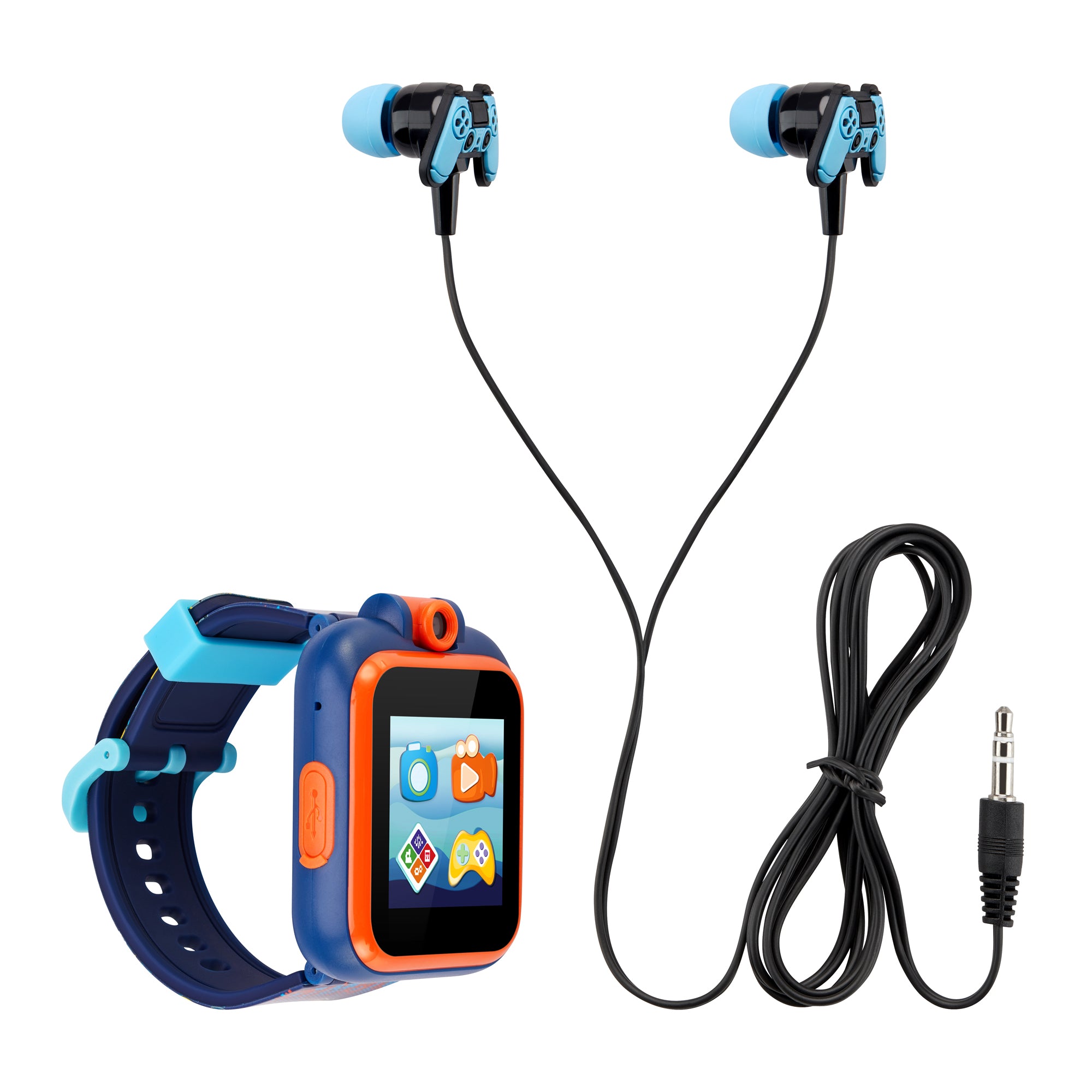 Playzoom Kids Smartwatch & Earbuds Set: Dark Blue/Orange Game station