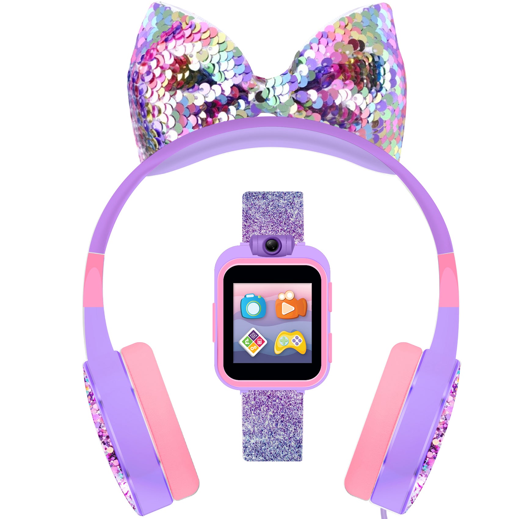 PlayZoom 2 Kids Smartwatch with Headphones: Purple Glitter affordable smart watch with headphone